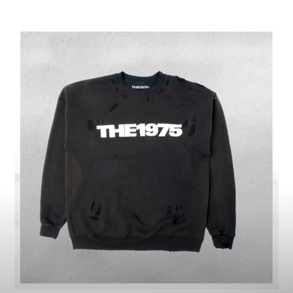 New The 1975 Distressed Crewneck Sweatshirt in Black.‎ Size Small - Picture 1 of 5